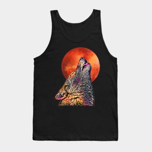 Gray Wolf Howling at The Moon Tank Top